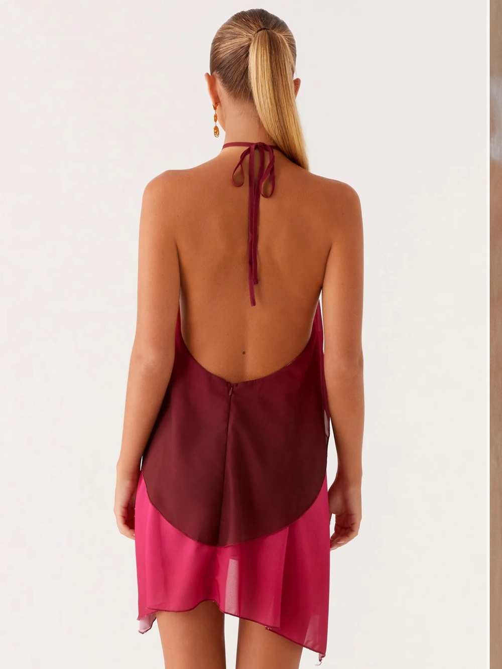 Peppermayo Twin Flame Mini Dress Fuchsia Gradient Halter Beach Seashell Size 2 - Picture 3 of 12